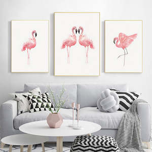 3pcs Flamingo Wall Watercolor Art Prints Canvas Poster