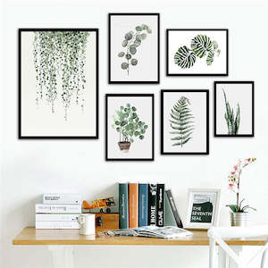 Green Leaves Plant Wall Watercolor Art Prints Canvas Poster