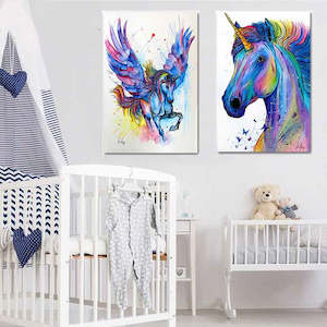 Color Unicorn Horse Wall Poster Canvas Art Prints Painting Decor