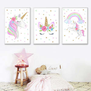 Rainbow Unicorn Wall Poster Canvas Art Prints Painting Decor