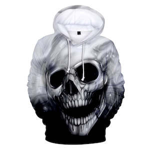 Fashion Skull Cool 3D Print Halloween Hooded Pullover Coat Jacket