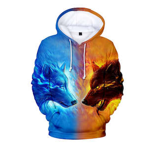 Fashion Wolf Cool 3D Print Halloween Hooded Pullover Coat Jacket