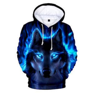 Fashion Wolf Cool 3D Print Halloween Hooded Pullover Coat Jacket