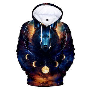 Fashion Wolf Cool 3D Print Halloween Hooded Pullover Coat Jacket