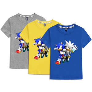 Kids Heavy Cotton T-shirts Cartoon Sonic The Hedgehog Print Short Sleeve Casual …