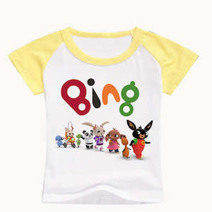 Summer Cotton Kids T-shirts Game Bing Short Sleeve Casual Plain Color Top Tees