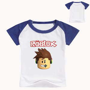 Summer Cotton Kids T-shirts Game Roblox Short Sleeve Casual Plain Color Top Tees