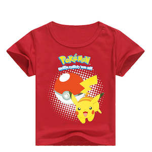 Summer Cotton Kids T-shirts Pokemon Game Short Sleeve Casual Plain Tees