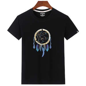 Fashion Summer Short Sleeve Cotton Casual T-shirt Feather Ring Print