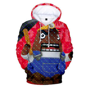 Red Animal Crossing Amiibo Resetti Cosplay Jumper Hoodie Long Sleeve for Kids Youth Adult