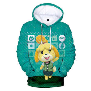 Blue Animal Crossing Amiibo Isabelle Cosplay Long Sleeve Jumper Hoodie for Kids Youth Adult