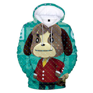 Computer game: Blue Animal Crossing Amiibo Digby Cosplay Long Sleeve Jumper Hoodie for Kids Youth Adult