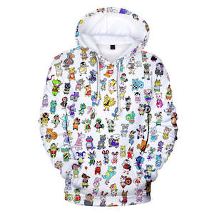 White Animal Crossing Figures Cosplay Long Sleeve Jumper Hoodie for Kids Youth Adult