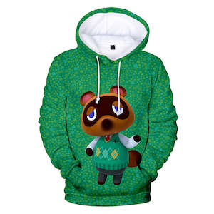 Computer game: Green Animal Crossing Amiibo Tom Nook Print Cosplay Long Sleeve Jumper Hoodie for Kids Youth Adult