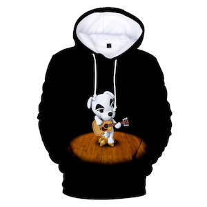 Black Animal Crossing Amiibo DJ KK Dog Guitar Long Sleeve Jumper Hoodie for Kids Youth Adult