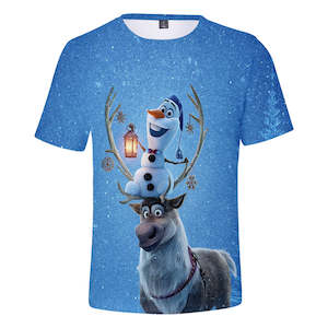 Hot Cartoon Movie Frozen Ice Queen Olaf Casual Sports T-Shirts for Adult Kids