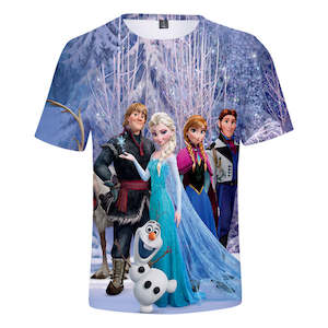 Hot Movie Frozen Ice Queen Elsa Anna Princess Kristoff Hans Casual Sports T-Shir…