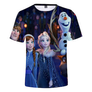 Hot Movie Frozen Ice Queen Elsa Anna Princess Casual Sports T-Shirts for Adult Kids