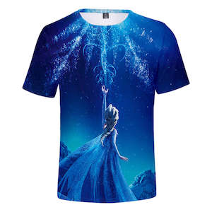 Hot Movie Frozen Ice Queen Elsa Princess Casual Sports T-Shirts for Adult Kids