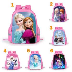 Pink Cartoon Disney Frozen Backpack School Bag for Girls Kids Studients