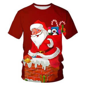 Christmas Santa Claus T-shirts Sports Summer Top Tees for Kids Adults Xmas Gift