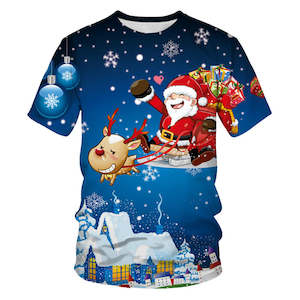 Christmas Santa Claus T-shirts Sports Summer Top Tees for Kids Adults Xmas Gift