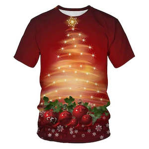 Christmas Santa Claus T-shirts Sports Summer Top Tees for Kids Adults Xmas Gift