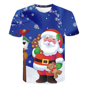 Christmas Santa Claus T-shirts Sports Summer Top Tees for Kids Adults Xmas Gift