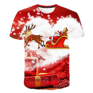 Christmas Santa Claus T-shirts Sports Summer Top Tees for Kids Adults Xmas Gift