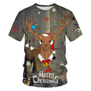 Christmas Santa Claus T-shirts Sports Summer Top Tees for Kids Adults Xmas Gift