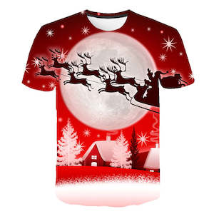 Christmas Santa Claus T-shirts Sports Summer Top Tees for Kids Adults Xmas Gift