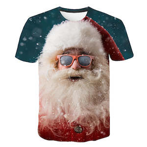 Christmas Santa Claus T-shirts Sports Summer Top Tees for Kids Adults Xmas Gift