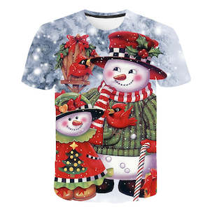 Christmas Santa Claus T-shirts Sports Summer Top Tees for Kids Adults Xmas Gift