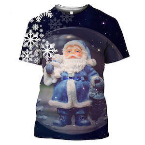 Christmas Santa Claus T-shirts Sports Summer Top Tees for Kids Adults Xmas Gift