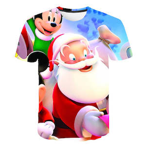 Christmas Santa Claus T-shirts Sports Summer Top Tees for Kids Adults Xmas Gift