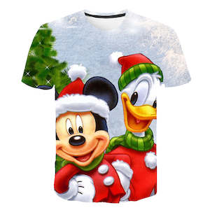 Christmas Santa Claus T-shirts Sports Summer Top Tees for Kids Adults Xmas Gift