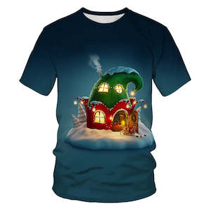 Christmas Santa Claus T-shirts Sports Summer Top Tees for Kids Adults Xmas Gift