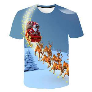 Christmas Santa Claus T-shirts Sports Summer Top Tees for Kids Adults Xmas Gift