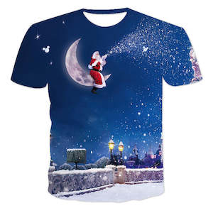 Christmas Santa Claus T-shirts Sports Summer Top Tees for Kids Adults Xmas Gift