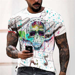 3D Graphic Prints Skeleton Design Men's T-Shirt Short Sleeve Tops