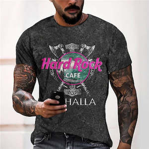 3D Graphic Prints Hard Rock Design Men's T-Shirt Short Sleeve Tops