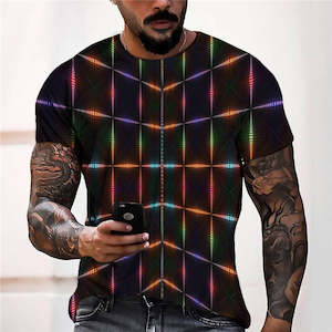 3D Graphic Prints Stereo Light Design Men's T-Shirt Short Sleeve Tops