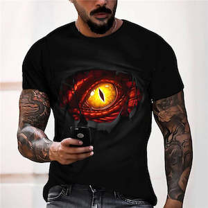 3D Graphic Prints Dinosaur Eyes Design Men's T-Shirt Short Sleeve Tops