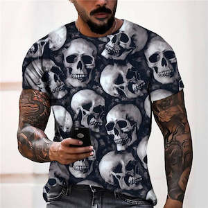 3D Graphic Prints Skeleton Design Men's T-Shirt Short Sleeve Tops