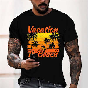 3D Graphic Prints Vaction To Beach Design Men's T-Shirt Short Sleeve Tops