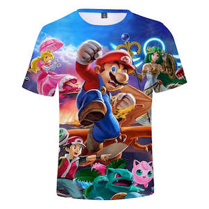 Super Mario Bros Casual 3D Graphic T-shirts Summer Tees Unisex for Kids Alduts