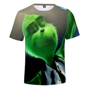 Christmas Cartoon The Grinch Casual Sports 3D Graphic T-shirts Summer Tees for Kids Alduts