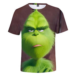 Christmas Cartoon The Grinch Casual Sports 3D Graphic T-shirts Summer Tees for Kids Alduts