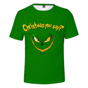 Christmas Cartoon The Grinch Casual Sports 3D Graphic T-shirts Summer Tees for Kids Alduts