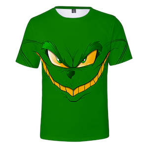 Christmas Cartoon The Grinch Casual Sports 3D Graphic T-shirts Summer Tees for Kids Alduts